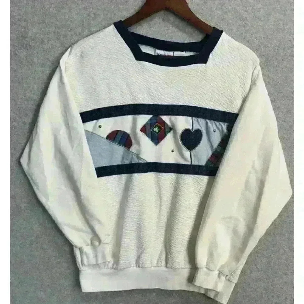 VTG 90s Koret City Blues Long Sleeve Embroidered Cotton Sweater Shirt Denim Sz M